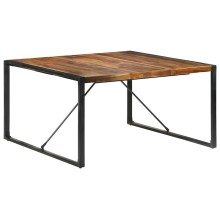 Трапезна маса в стил Industrial Modern, масивно акациево и каучуково дърво и черна стомана, 140 x 140 см