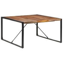 Трапезна маса в стил Industrial Modern, масивно акациево и каучуково дърво и черна стомана, 140 x 140 см