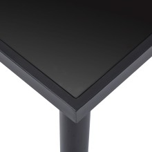Трапезна маса в стил Modern Glass, черно закалено стъкло и черна метална рамка, 200 x 100 см