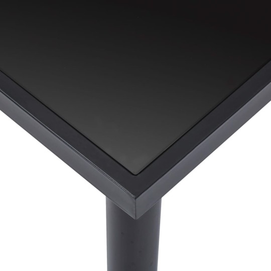 Трапезна маса в стил Modern Glass, черно закалено стъкло и черна метална рамка, 200 x 100 см