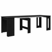 Трапезна маса в стил Modern Minimalist, ЛПДЧ черен дъб, разтегателна до 240 x 85 см