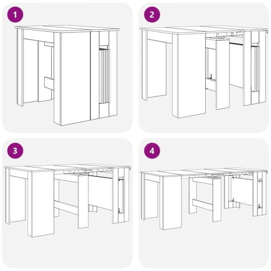 Трапезна маса в стил Modern Minimalist, ЛПДЧ черен дъб, разтегателна до 240 x 85 см