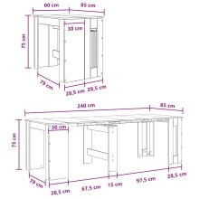 Трапезна маса в стил Modern Minimalist, ЛПДЧ черен дъб, разтегателна до 240 x 85 см