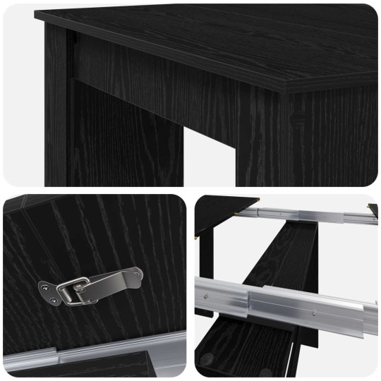 Трапезна маса в стил Modern Minimalist, ЛПДЧ черен дъб, разтегателна до 240 x 85 см