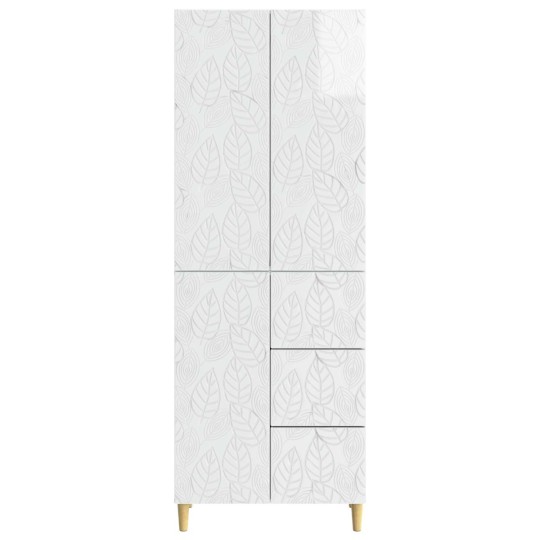 Висок модулен шкаф FLORA с 3 врати и 3 чекмеджета, бял гланц, 33 x 34,5 x 180 см