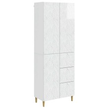 Висок модулен шкаф FLORA с 3 врати и 3 чекмеджета, бял гланц, 33 x 34,5 x 180 см