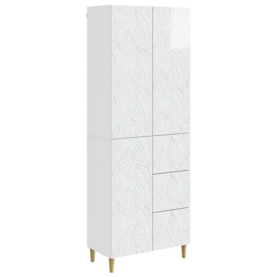 Висок модулен шкаф FLORA с 3 врати и 3 чекмеджета, бял гланц, 33 x 34,5 x 180 см