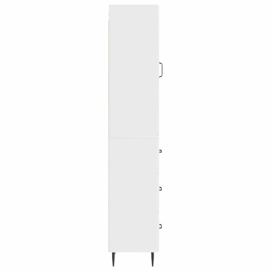 Висок модулен шкаф с врата и 3 чекмеджета, бял гланц, 33 x 34,5 x 180 см