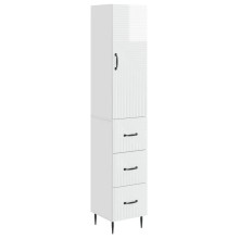 Висок модулен шкаф с врата и 3 чекмеджета, бял гланц, 33 x 34,5 x 180 см