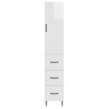Висок модулен шкаф с врата и 3 чекмеджета, бял гланц, 33 x 34,5 x 180 см