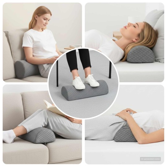 Анатомична възглавница за крака Leg Support Memory, 52 x 20 x 11 см, сива