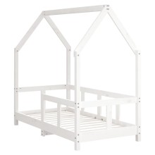 Бебешко легло Монтесори къщичка, бяло, 70x140 см, бор масив