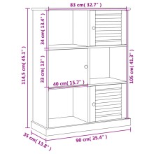 Библиотека VIGO с ламелни фронтове, сива, 90 x 35 x 114,5 см