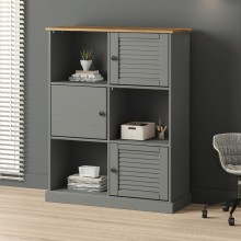 Библиотека VIGO с ламелни фронтове, сива, 90 x 35 x 114,5 см