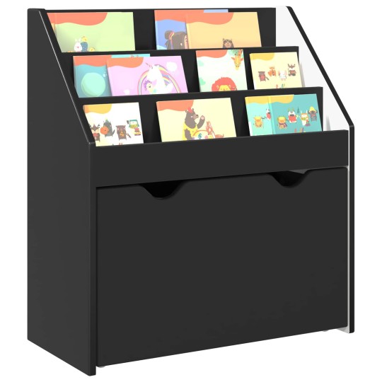 Детска етажерка за книги с чекмедже, черна, 60 x 29,5 x 69 см
