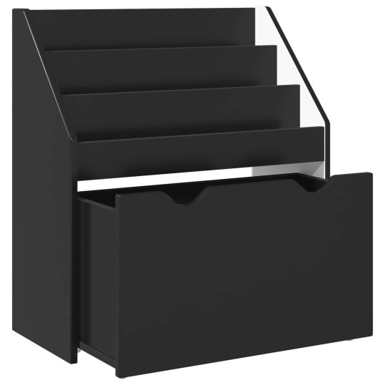 Детска етажерка за книги с чекмедже, черна, 60 x 29,5 x 69 см