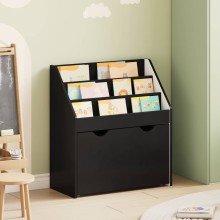 Детска етажерка за книги с чекмедже, черна, 60 x 29,5 x 69 см