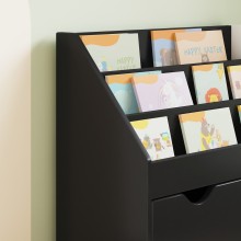 Детска етажерка за книги с чекмедже, черна, 60 x 29,5 x 69 см
