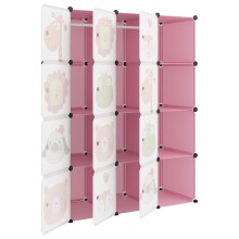 Детски модулен органайзер с 12 отделения, розов, 110 x 46,5 x 144 см