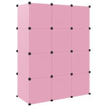 Детски модулен органайзер с 12 отделения, розов, 110 x 46,5 x 144 см