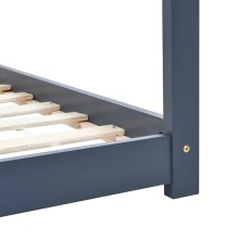 Детско легло къщичка Монтесори от масивна борова дървесина, сиво, 90 x 200 см