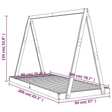 Детско легло Монтесори типи от масивна борова дървесина, натурално, 90 x 200 см
