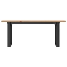 Холна маса в стил Industrial Modern, чамова дървесина масив и черна стомана, 110 x 40 см