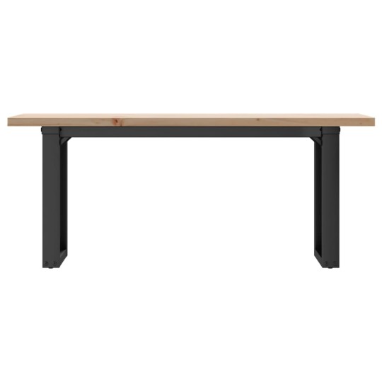 Холна маса в стил Industrial Modern, чамова дървесина масив и черна стомана, 110 x 40 см