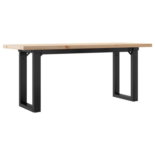 Холна маса в стил Industrial Modern, чамова дървесина масив и черна стомана, 110 x 40 см