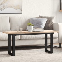 Холна маса в стил Industrial Modern, чамова дървесина масив и черна стомана, 110 x 40 см