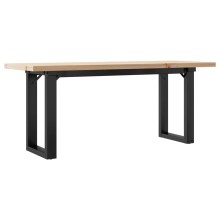 Холна маса в стил Industrial Modern, чамова дървесина масив и черна стомана, 110 x 40 см