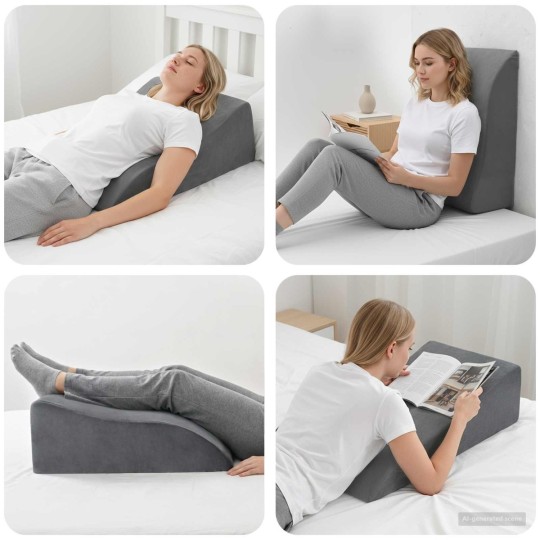 Клиновидна възглавница за крака Leg Elevation Comfort, 68 x 41 x 21 см, сива