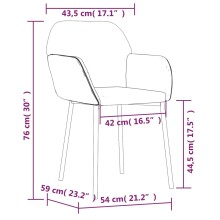 Комплект от 2 трапезни стола тип кресла в стил Mid-Century Modern от черен текстил и кафява еко кожа
