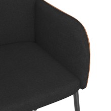 Комплект от 2 трапезни стола тип кресла в стил Mid-Century Modern от черен текстил и кафява еко кожа