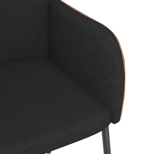 Комплект от 2 трапезни стола тип кресла в стил Mid-Century Modern от черен текстил и кафява еко кожа
