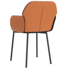 Комплект от 2 трапезни стола тип кресла в стил Mid-Century Modern от черен текстил и кафява еко кожа