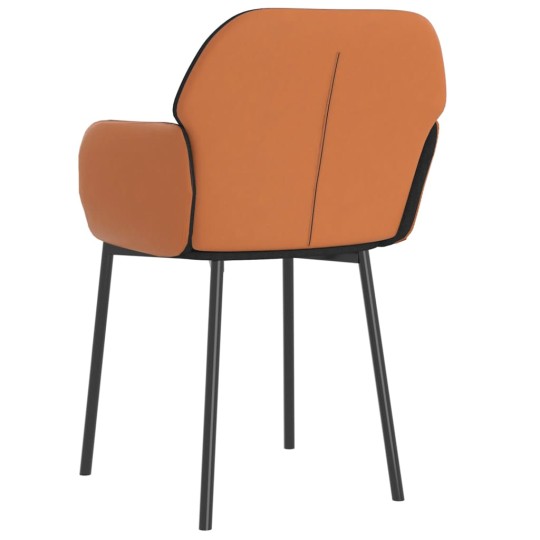 Комплект от 2 трапезни стола тип кресла в стил Mid-Century Modern от черен текстил и кафява еко кожа