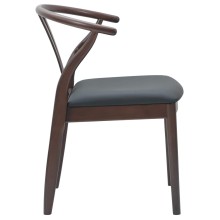 Комплект от 2 трапезни стола тип кресла в стил Mid-Century Modern от масивно каучуково дърво в кафяво и черно
