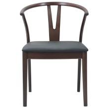 Комплект от 2 трапезни стола тип кресла в стил Mid-Century Modern от масивно каучуково дърво в кафяво и черно