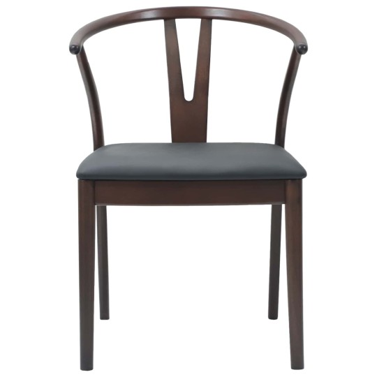 Комплект от 2 трапезни стола тип кресла в стил Mid-Century Modern от масивно каучуково дърво в кафяво и черно