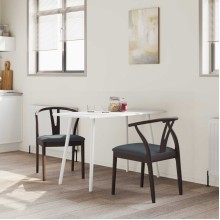 Комплект от 2 трапезни стола тип кресла в стил Mid-Century Modern от масивно каучуково дърво в кафяво и черно