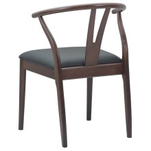 Комплект от 2 трапезни стола тип кресла в стил Mid-Century Modern от масивно каучуково дърво в кафяво и черно