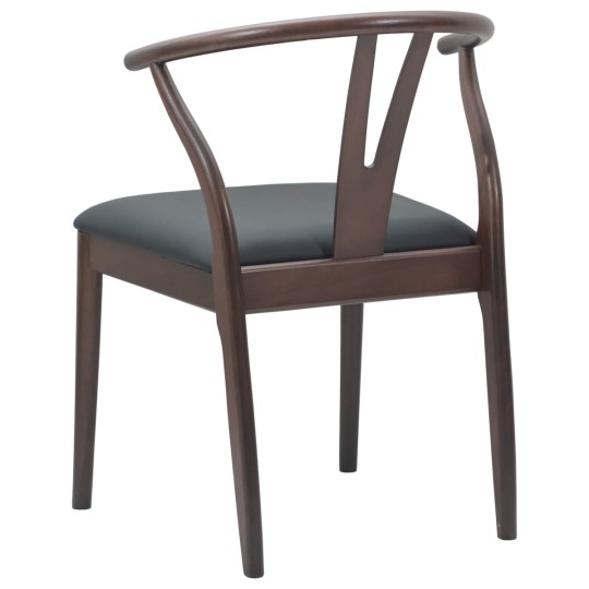 Комплект от 2 трапезни стола тип кресла в стил Mid-Century Modern от масивно каучуково дърво в кафяво и черно