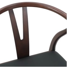 Комплект от 2 трапезни стола тип кресла в стил Mid-Century Modern от масивно каучуково дърво в кафяво и черно