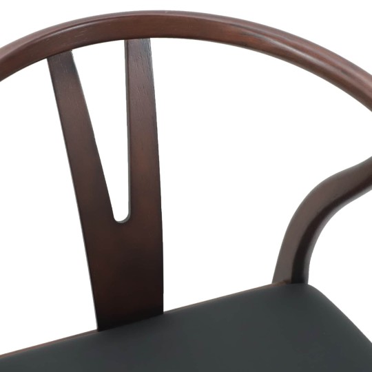 Комплект от 2 трапезни стола тип кресла в стил Mid-Century Modern от масивно каучуково дърво в кафяво и черно