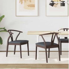Комплект от 2 трапезни стола тип кресла в стил Mid-Century Modern от масивно каучуково дърво в кафяво и черно