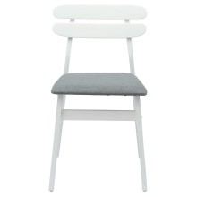 Комплект от 2 трапезни стола в стил Danish Modern от масивно каучуково дърво в бяло и сива тапицерия