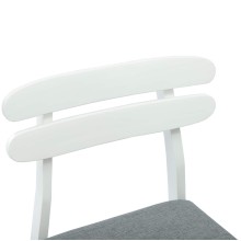 Комплект от 2 трапезни стола в стил Danish Modern от масивно каучуково дърво в бяло и сива тапицерия