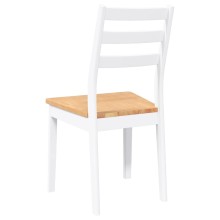Комплект от 2 трапезни стола в стил Modern Rustic от масивно каучуково дърво в бяло и меден финиш