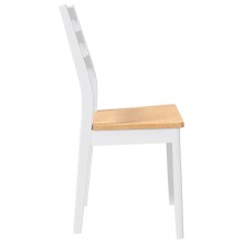 Комплект от 2 трапезни стола в стил Modern Rustic от масивно каучуково дърво в бяло и меден финиш